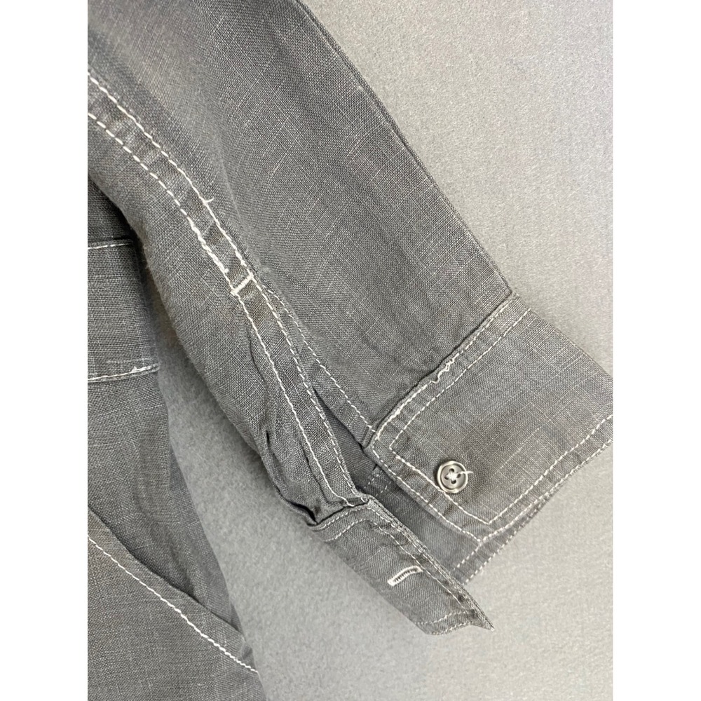 Michael Stars W's S 100% Linen Utility Shirt Dress Grey Stitch Lagenlook - Picture 7 of 9